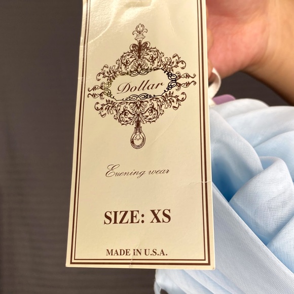 Women's Baby Blue Long Strapless Dress - Picture 5 of 5